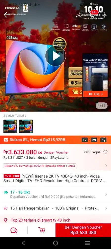 Smart TV Hisense 43 in gres