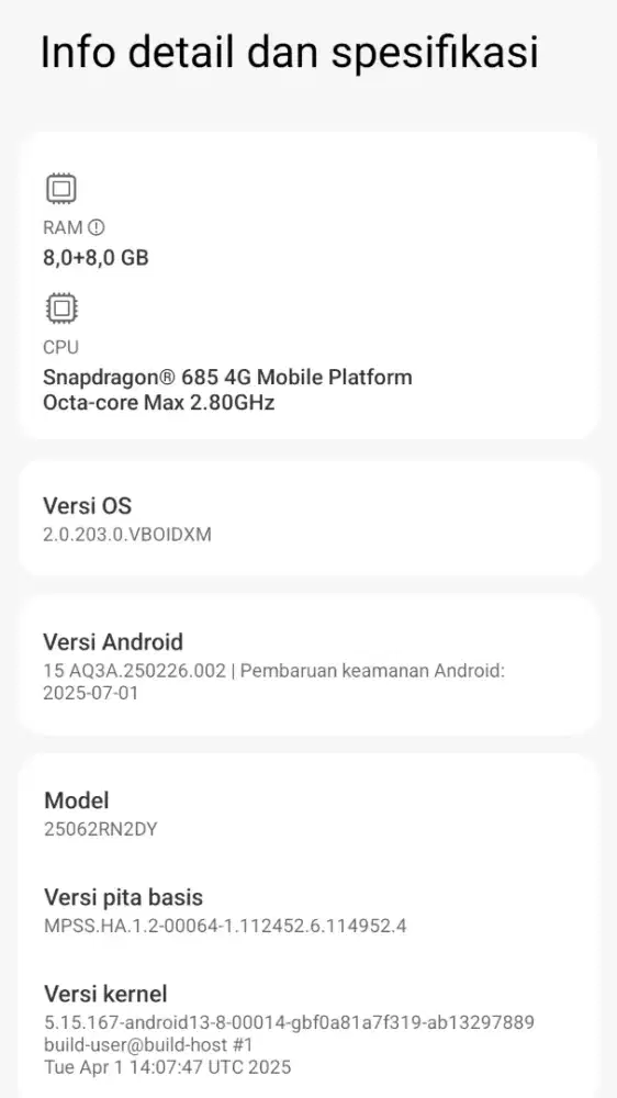 REDMI 15 RAM 8+8