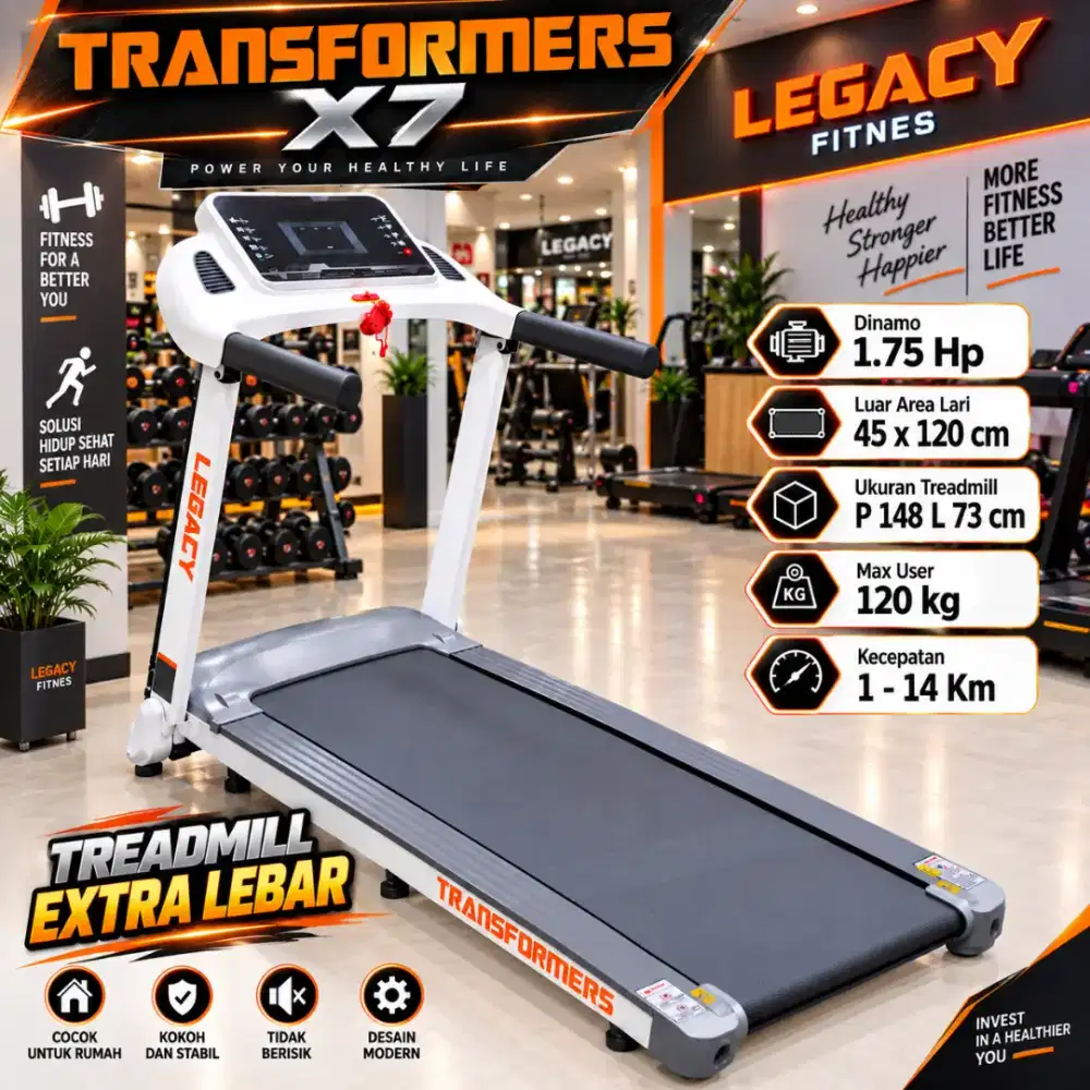 Treadmill Elektrik Legacy X7 Electric Alat Fitnes alat Fitnes Home gym