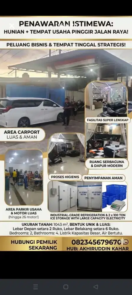 Jual rumah usaha beserta isinya