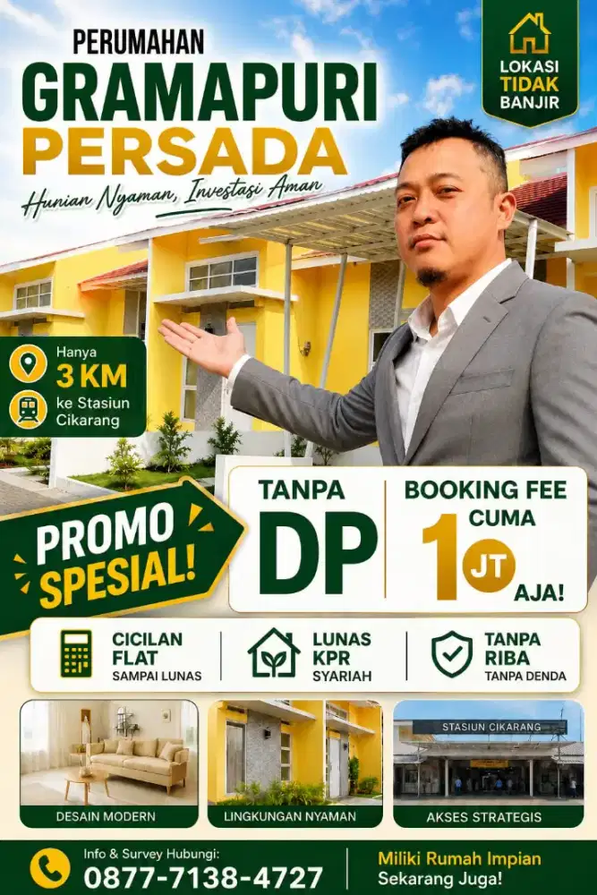 JUAL CEPAT RUMAH SIAP HUNI DEKAT STASIUN CIKARANG