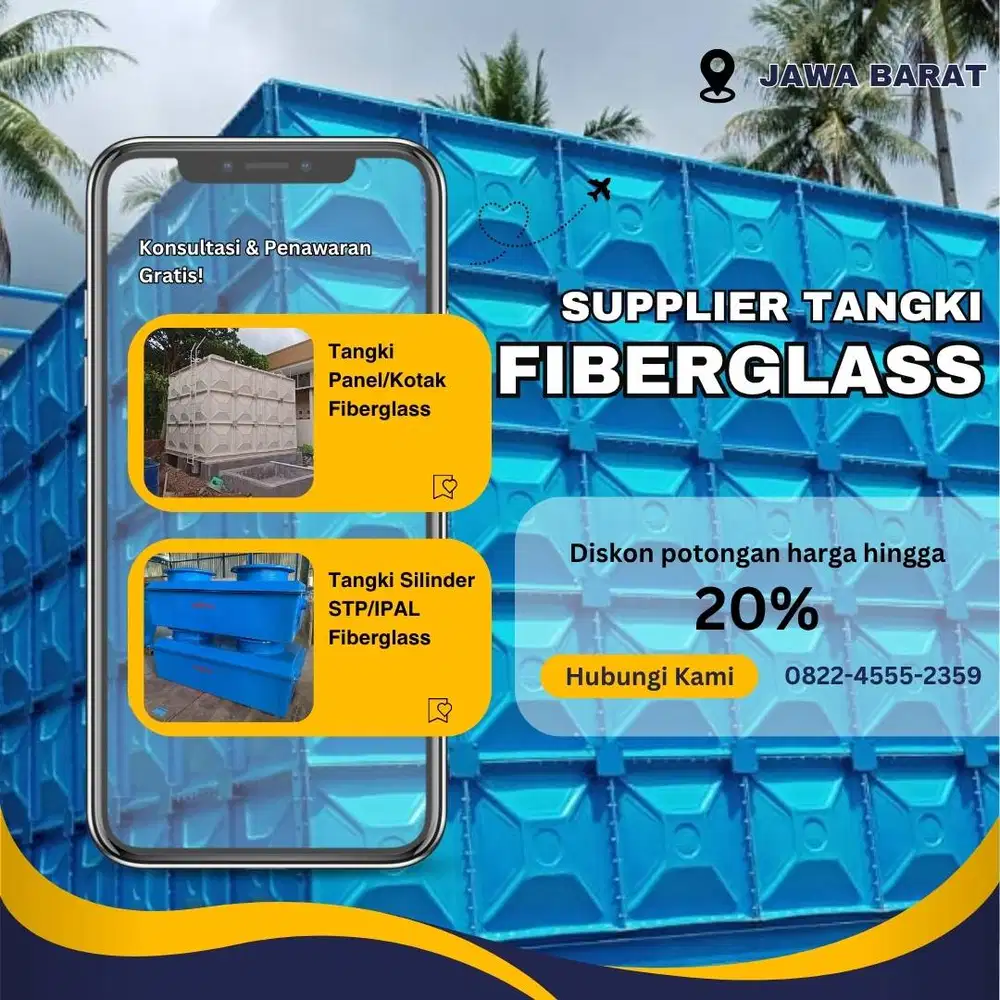 Tangki Fiberglass FRP-Panel Tank, Roof Tank & Ground Tank Sumedang