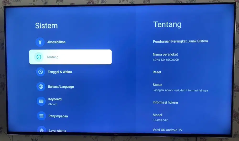 Tv 55inch merk sony seri KD55X9000H