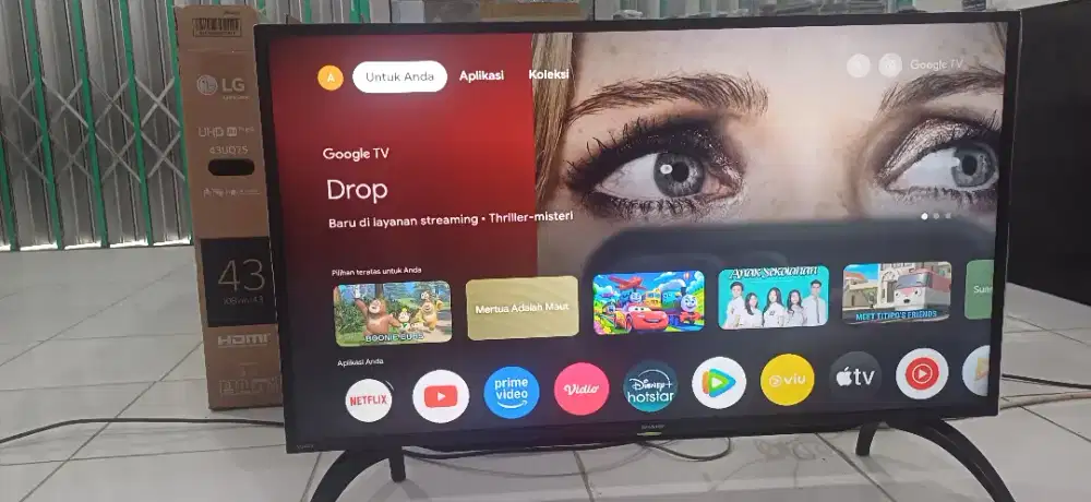 Led smart google tv sharp 42inchi mulus normal jaya