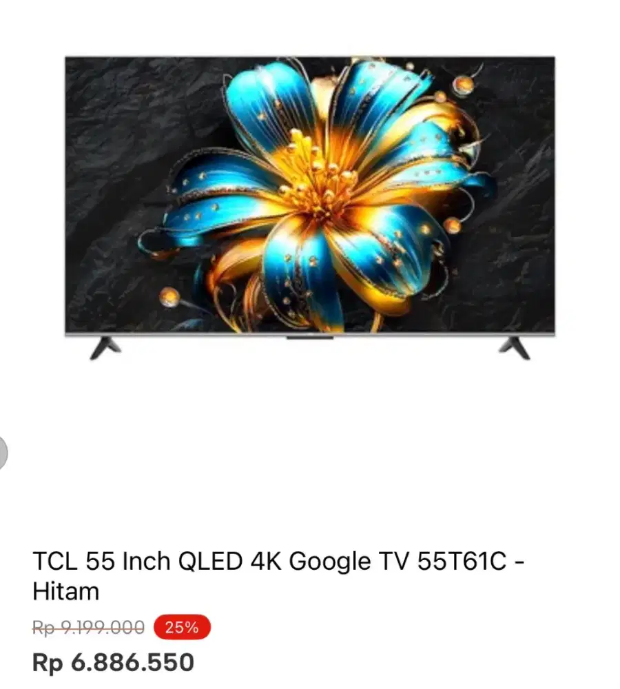 TCL 55 INCH QLED 4K GOOGLE TV 55T61C
