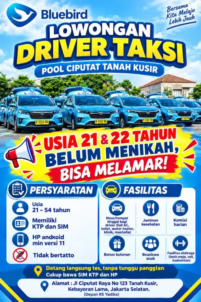 LOWONGAN DRIVER BLUEBIRD POOL CIPUTAT TANAH KUSIR