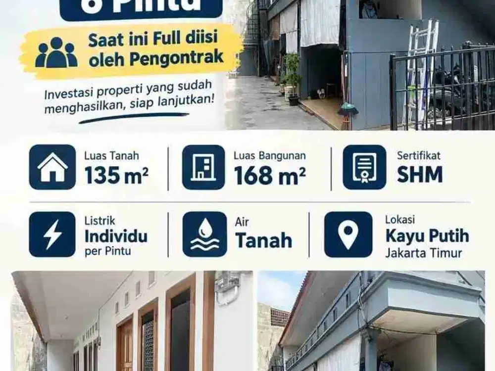 Dijual Rumah Kontrakan di Kayu putih, Jakarta Timur