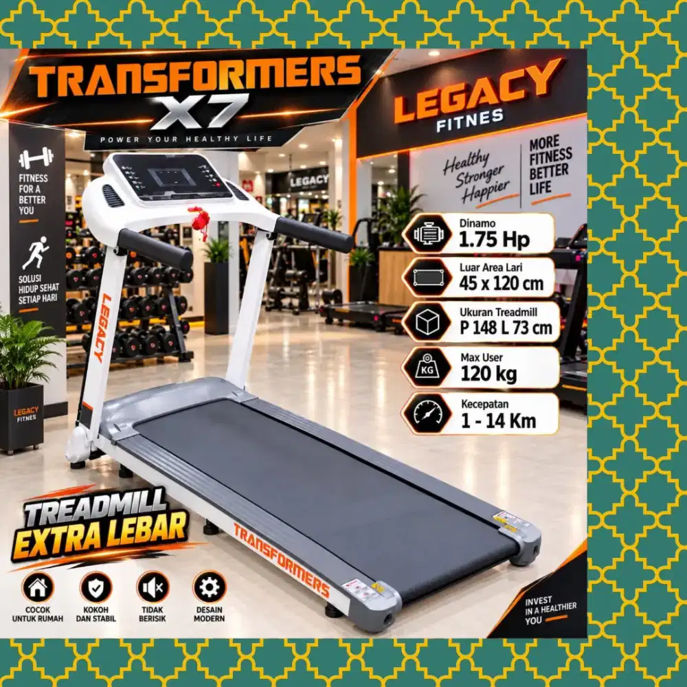 Treadmill elektrik Legacy Transformer X7 alat olahraga SVJ-854