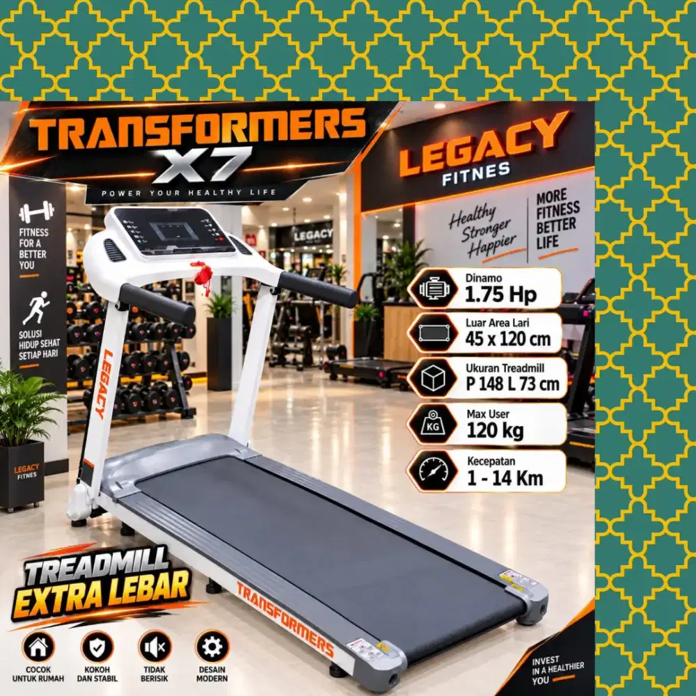 Treadmill elektrik Legacy Transformer X7 alat olahraga SVJ-854