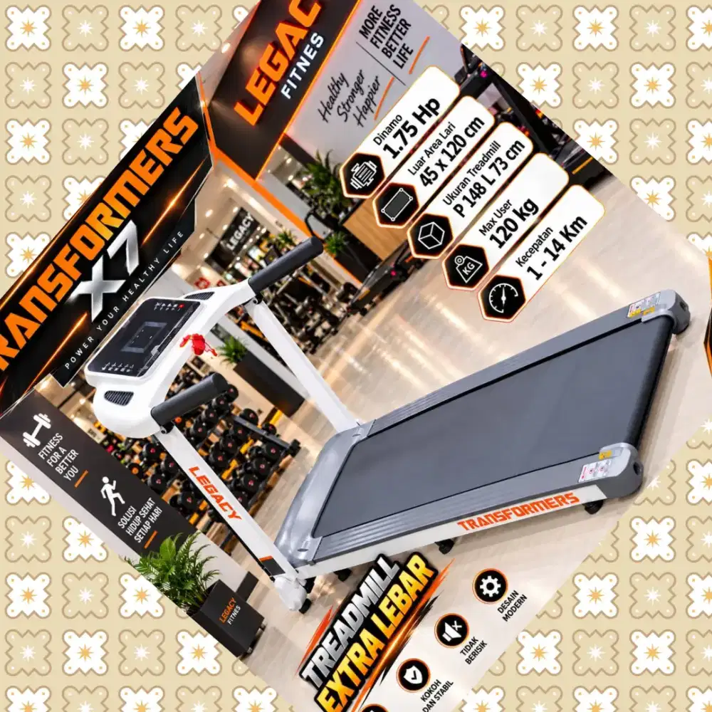 Treadmill elektrik Legacy Transformer X7 alat olahraga SVJ-854