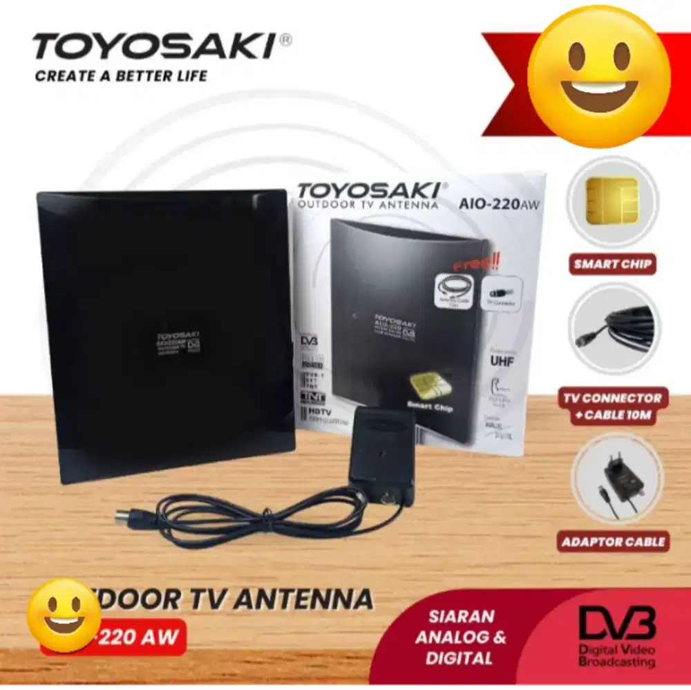 Nett. Antena tv digital toyosaki AIO 220 kabel 10meter