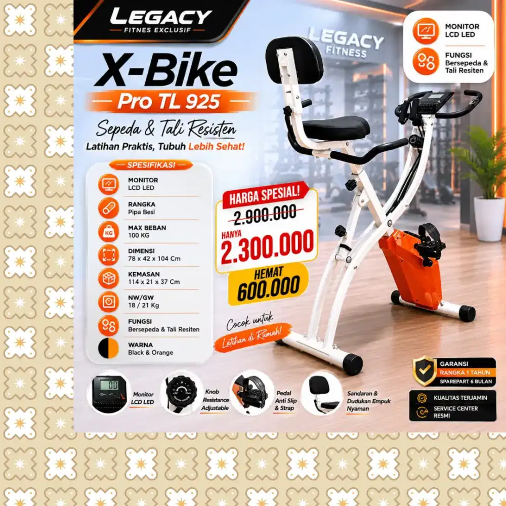 Sepeda statis Magnetic X-Bike TL-925 alat olahraga EGJ-709