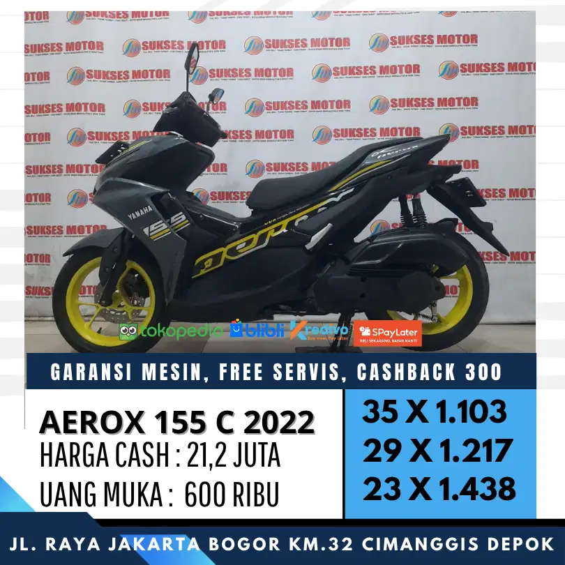AEROX 155 C 2022 CASH KREDIT DP HANYA 600 UNIT SIAP PAKAI BERGARANSI