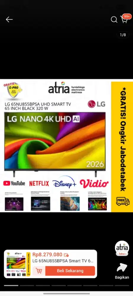 Jual TV LG 65inch Baru masih segel