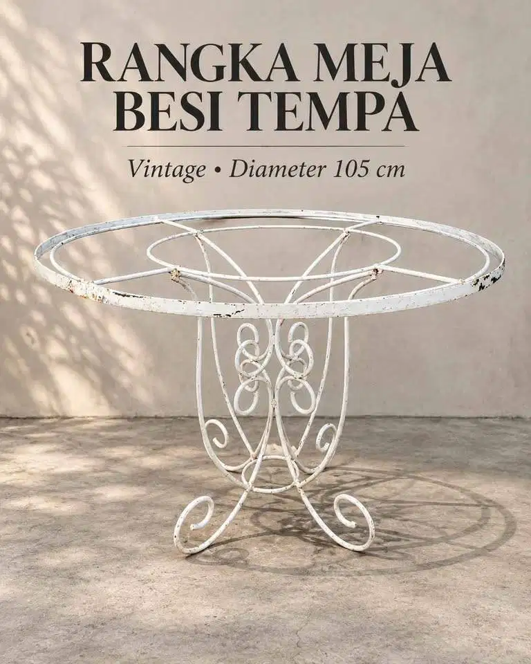 Rangka Meja Lingkaran Besi Tempa Tempa Solid Vintage Minimalis - Kokoh