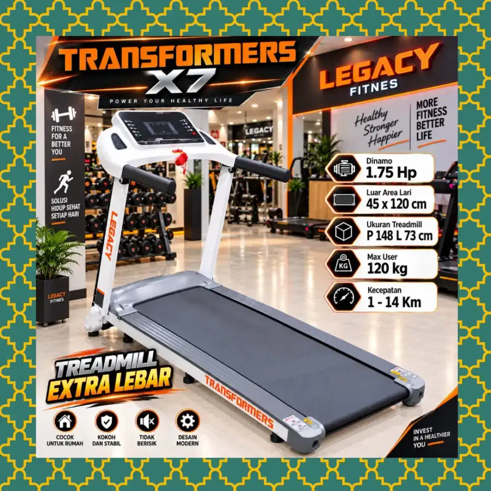 Treadmill elektrik Legacy Transformer X7 alat olahraga SVJ-854