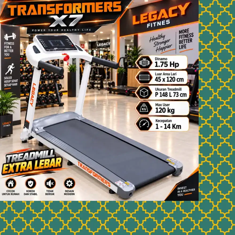 Treadmill elektrik Legacy Transformer X7 alat olahraga SVJ-854