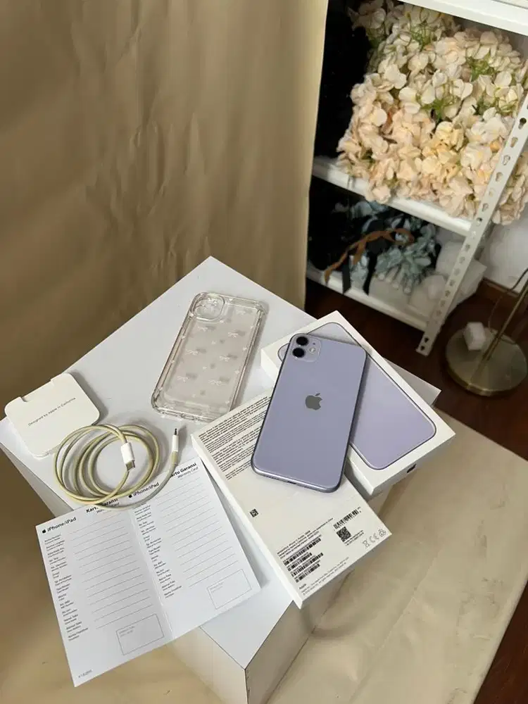 iPhone 11 Purple 128GB Resmi iBox Mulus Fullset Istimewa No Minus