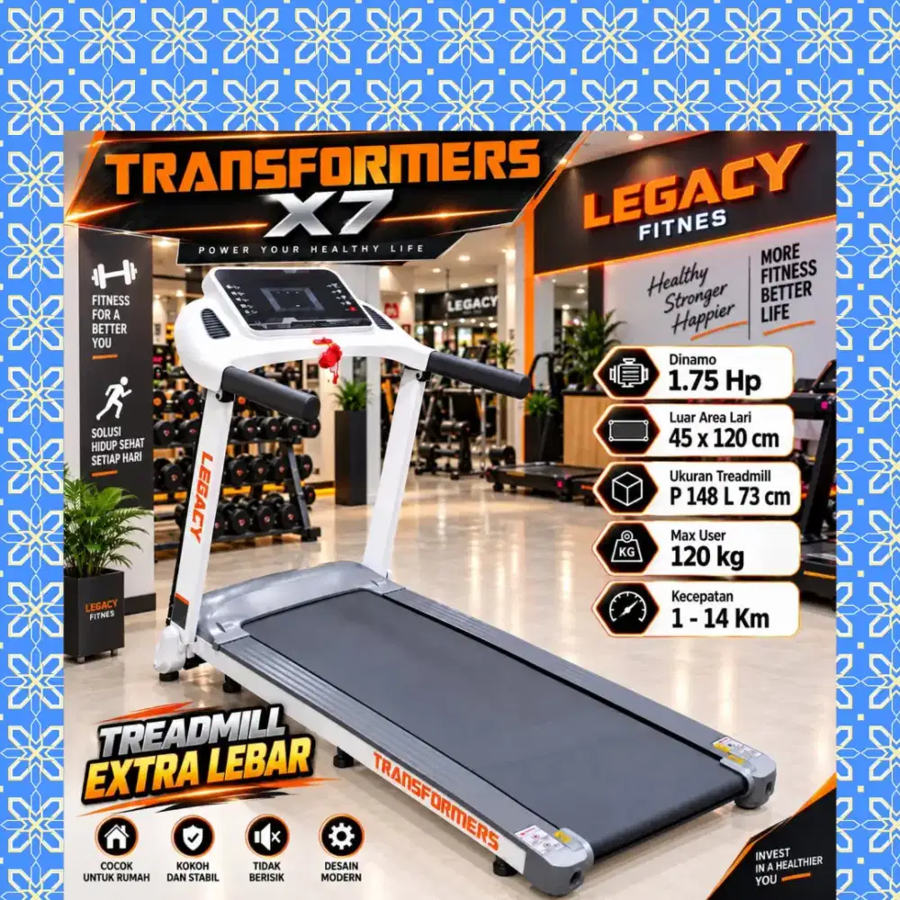 Treadmill elektrik Legacy Transformer X7 alat olahraga SVJ-854