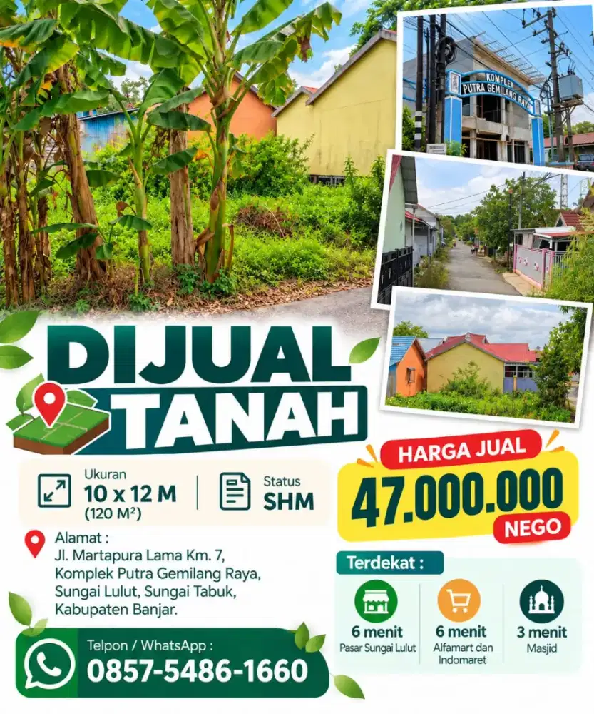 Tanah di komplek perumahan putra gemilang