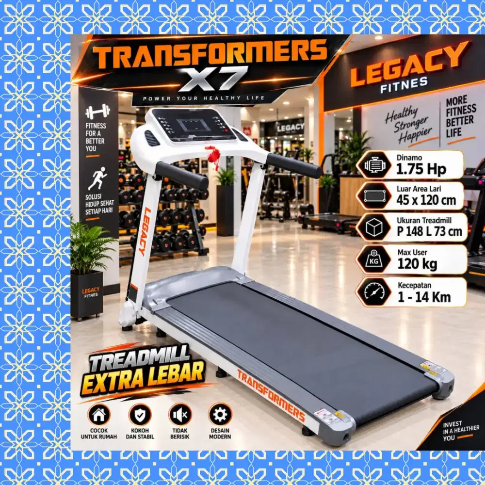 Treadmill elektrik Legacy Transformer X7 alat olahraga SVJ-854