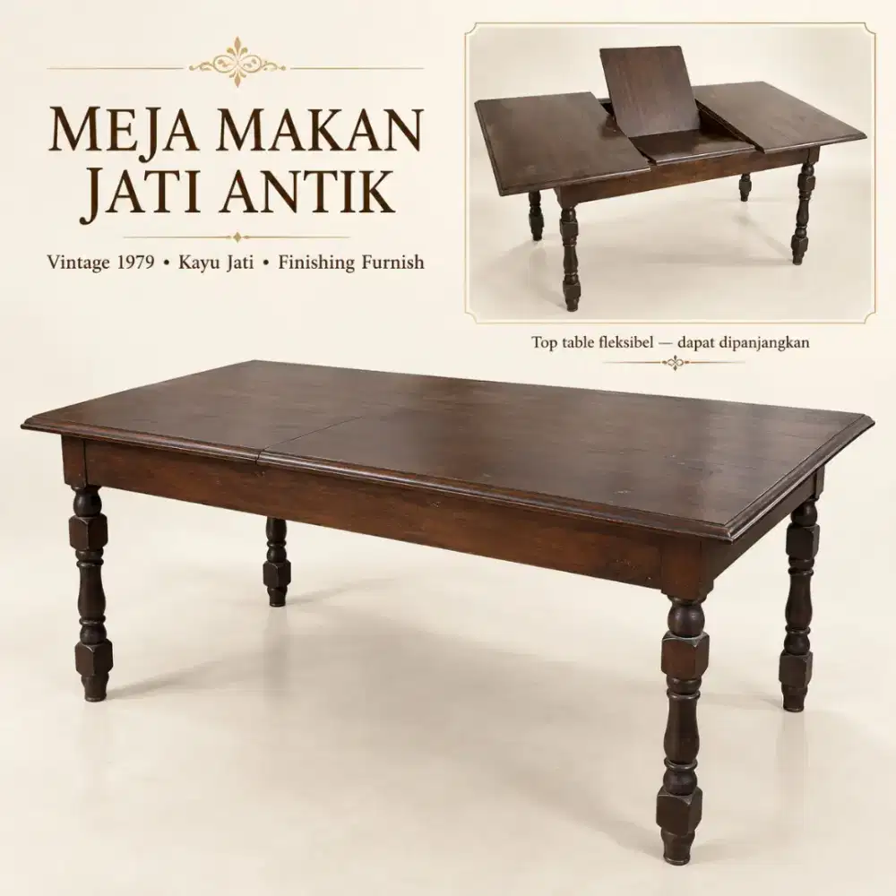 Dijual Satu Meja Makan Kayu Jati Hitam