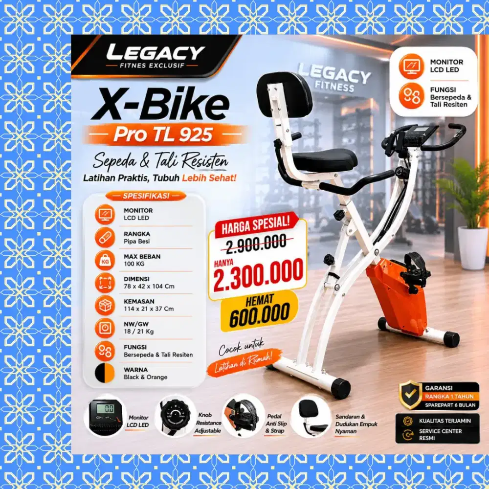 Sepeda statis Magnetic X-Bike TL-925 alat olahraga EGJ-709