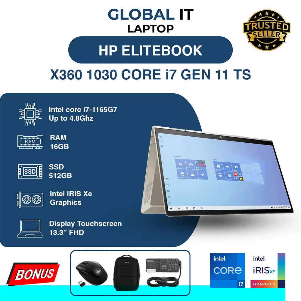 HP ELITEBOOK X360 1030 G8 CORE i7 GEN 11 TS | RAM 32GB | SSD 512 GB