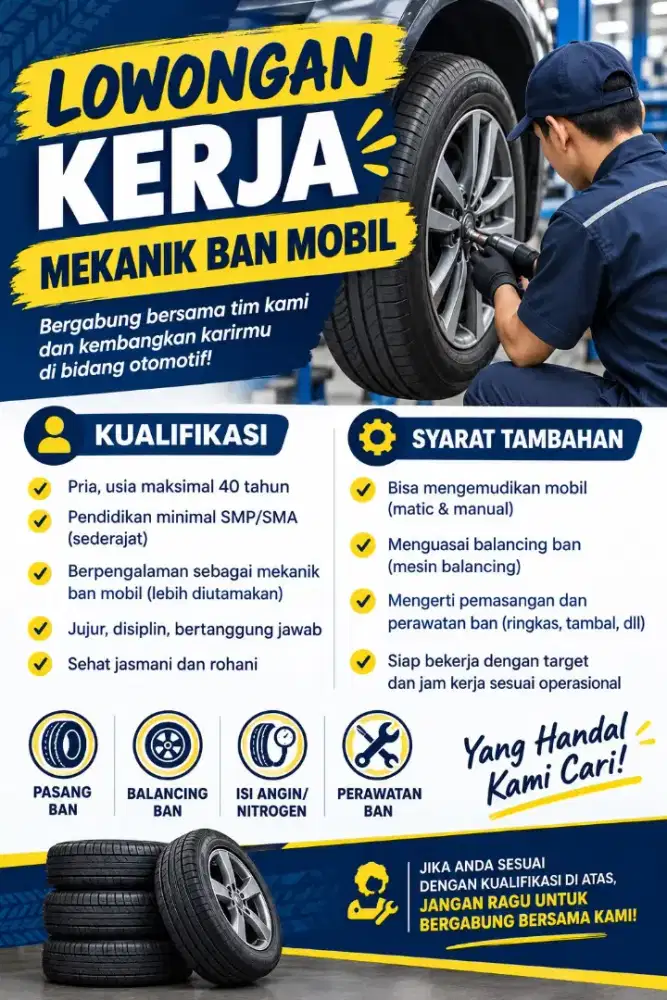 Lowongan kerja mekanik ban mobil
