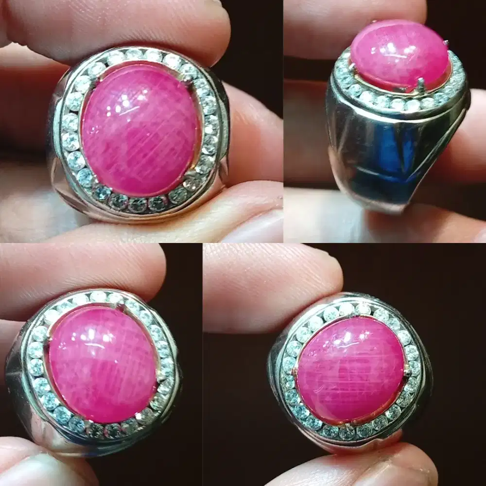 Size Kantor Ruby 9.10 ct ring perak Phenomena Silk Halus Full Antik