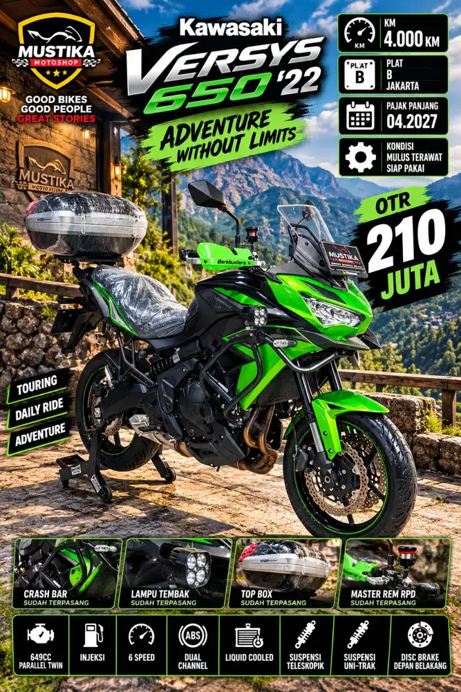 Istimewa KM 3rb‼️Versys 650 ABS 2022. DANNY Mustika Sulfat