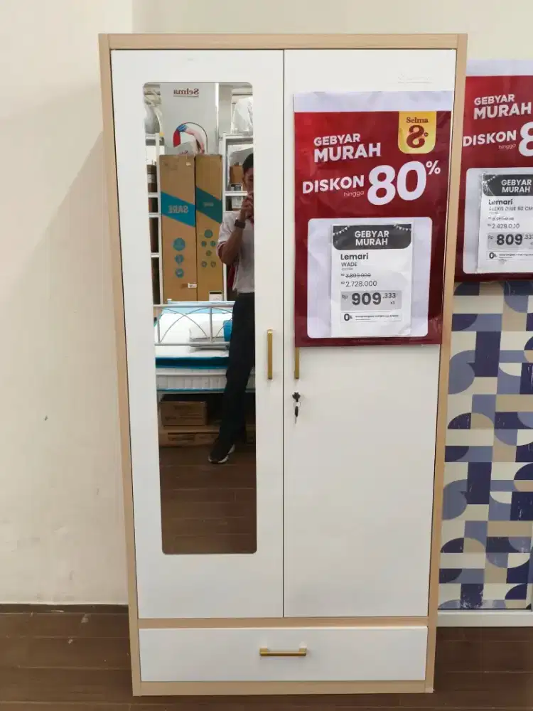 TERBARU! Selma Wade Lemari Pakaian 2 Pintu – Putih