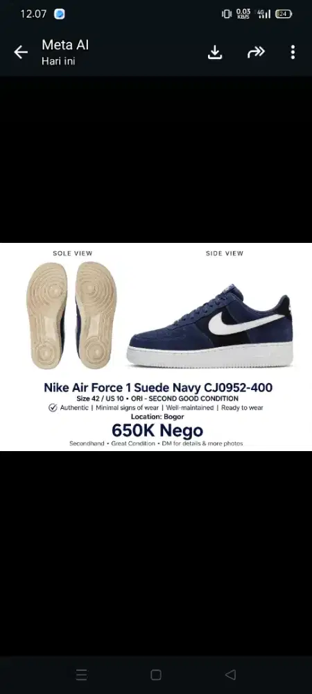 Sepatu snakers & Sepatu Nike force 1