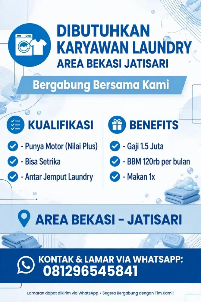 Butuh karyawan laundry