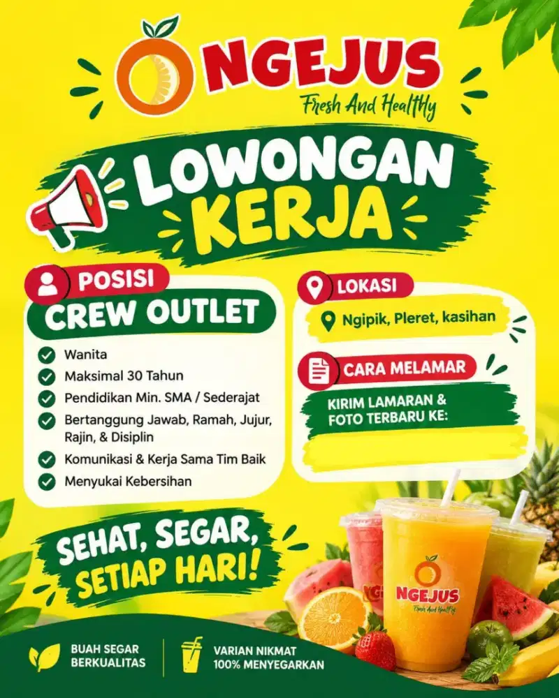 Lowongan Kerja Crew Outlet Jus