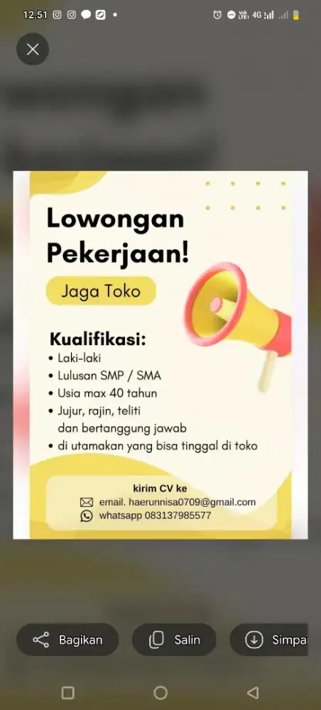 lowongan jaga toko