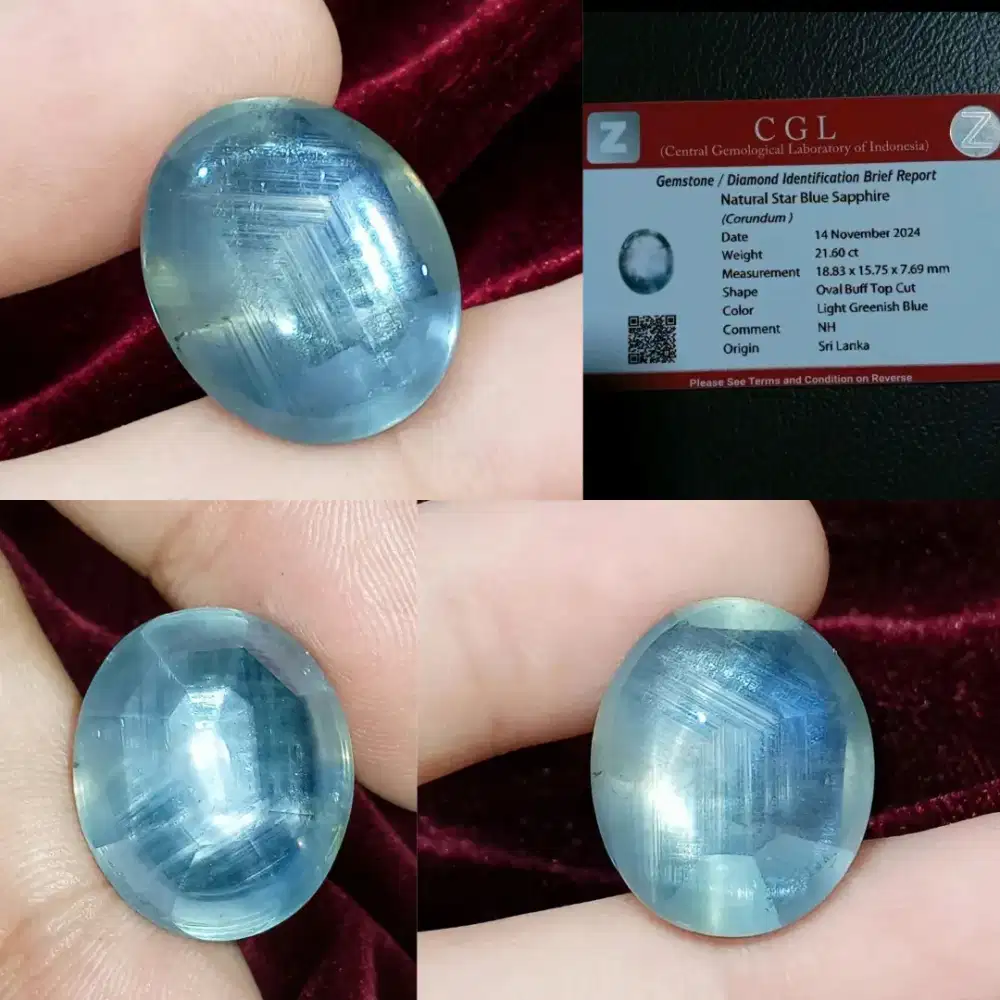 Size Besar Kelas Antik Batu Star Blue Sapphire NH Sri Lanka 21.60 ct