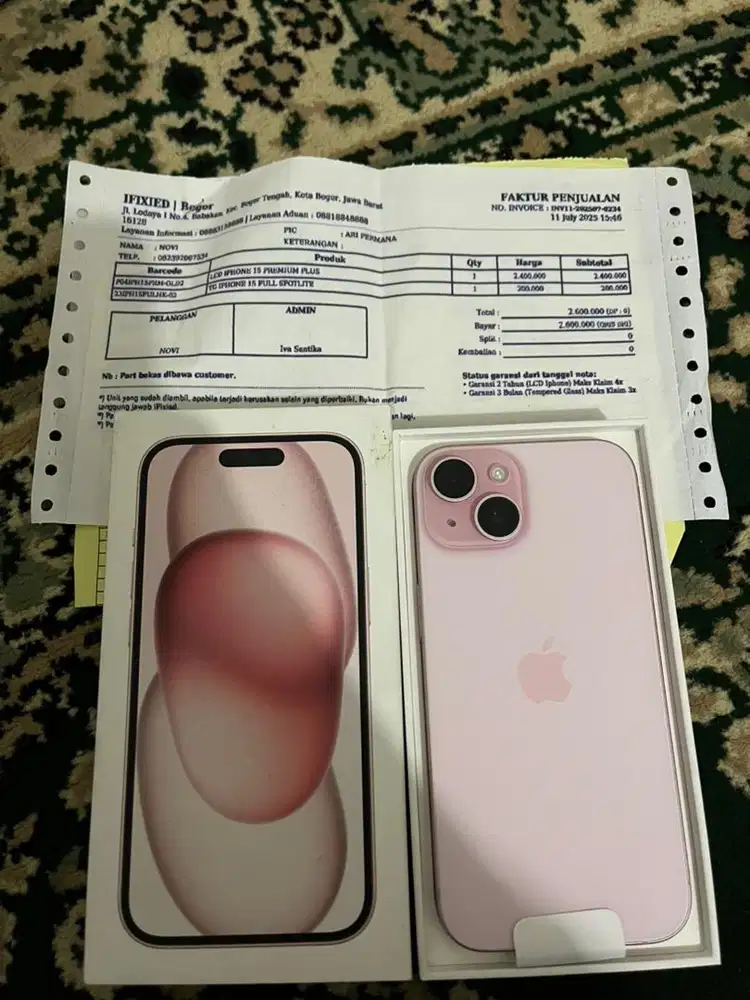 Iphone 15 128gb pink resmi ibox