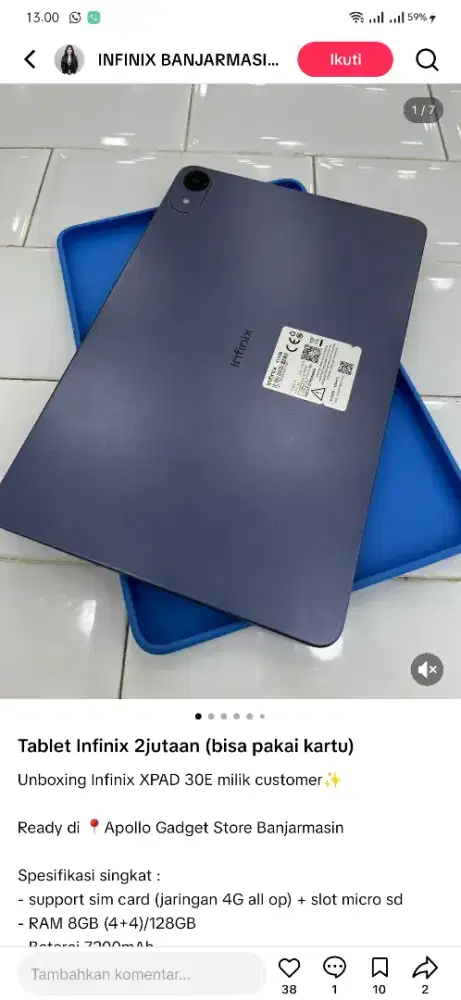 Infinix Xpad 30e cuma 2jtan aja perbulan!