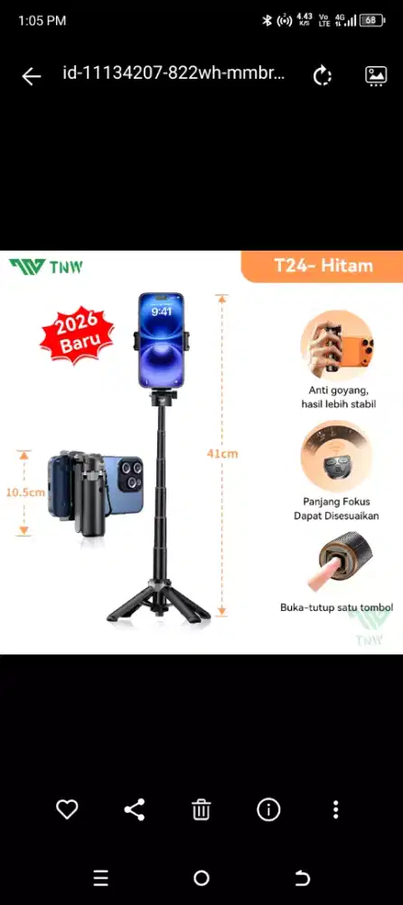 TNW T26 Mini Tongsis Expendable Grip Tripod 3 in 1