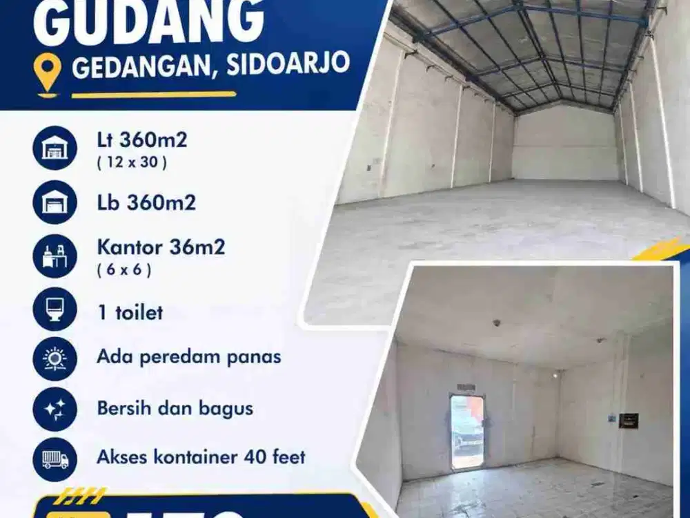 Gudang terlaris di Gedangan,Sidoarjo dekat waru, juanda, aloha, tol