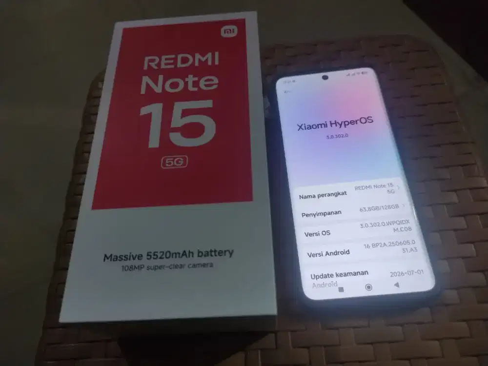 Redmi note 15 5G 6/128gb mulus like new masih garansi resmi xiaomi