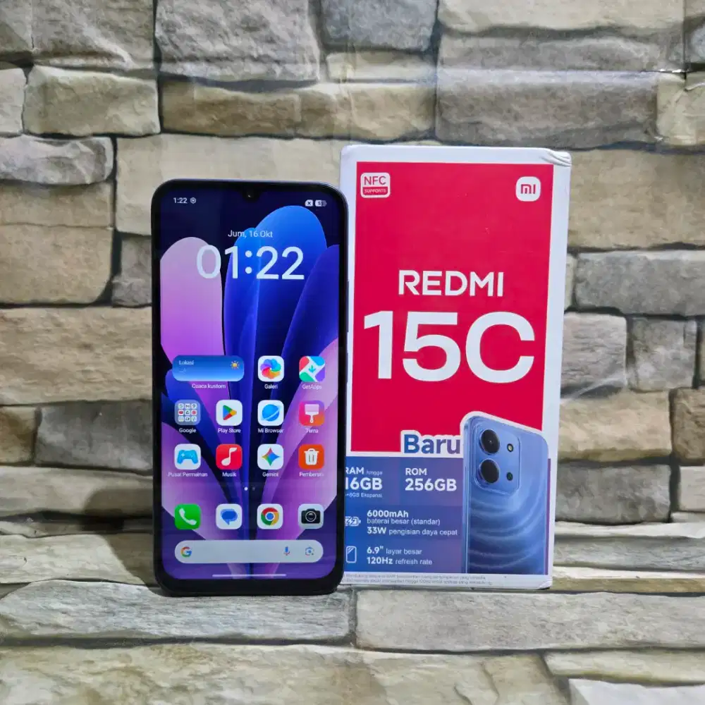 Xiaomi Redmi 15C 8/256 4G Blue Fulset segel mulus 95%