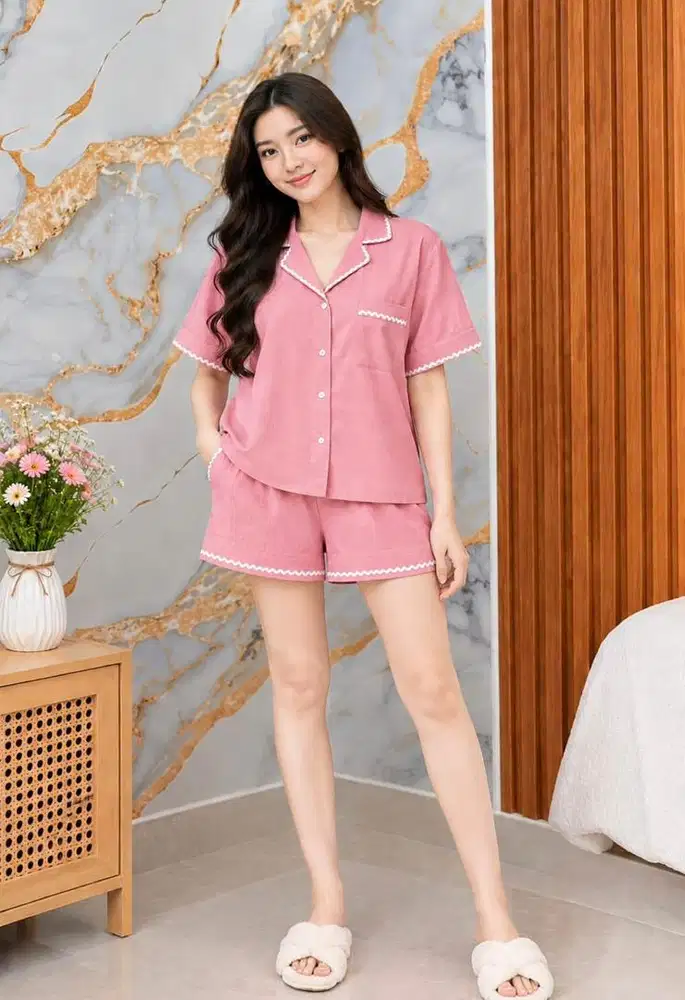 Piyama List Biku PInk