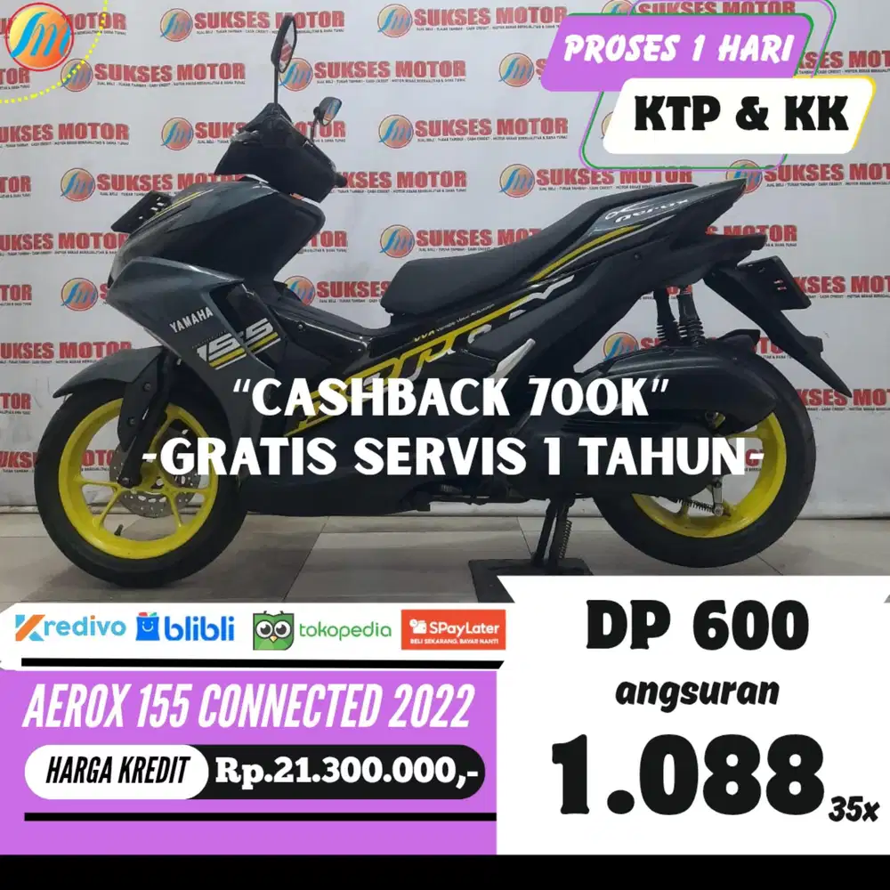 YAMAHA AEROX 155 CONNECTED 2022 DP CUKUP 600RB ANGSURAN TERJANGKAU