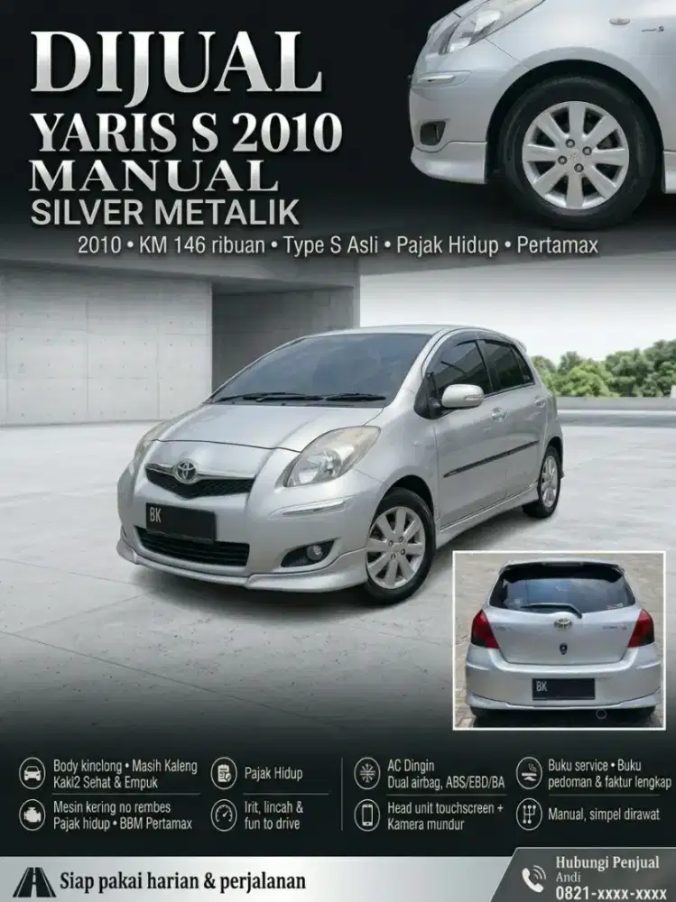 Yaris Type S 2010 M/T Silver  Metalik