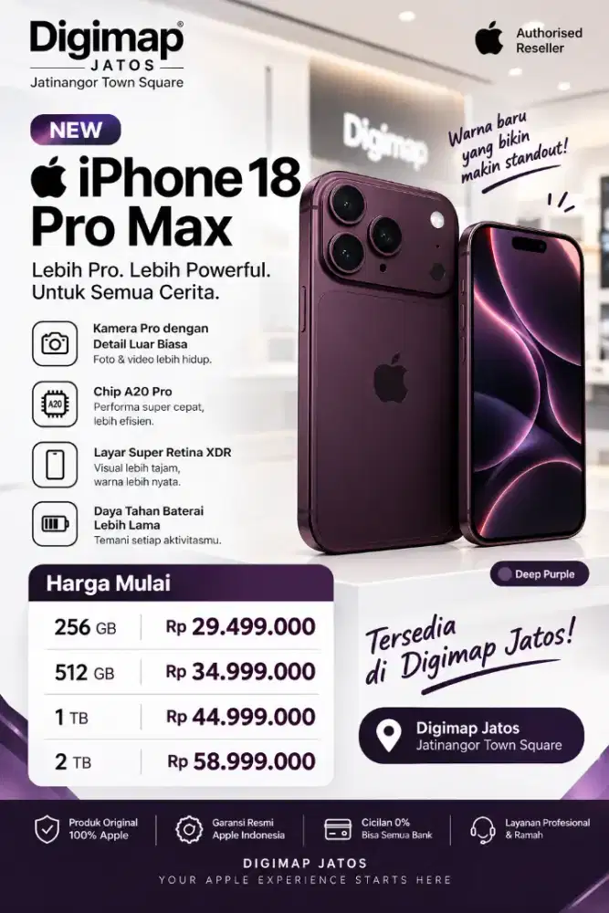 NEW iPhone 18 Pro Max sudah hadir di Digimap Jatos!