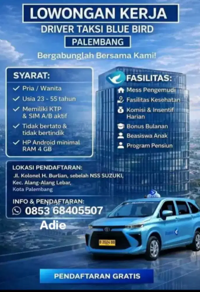 LOKER DRIVER TAXI BLUEBIRD