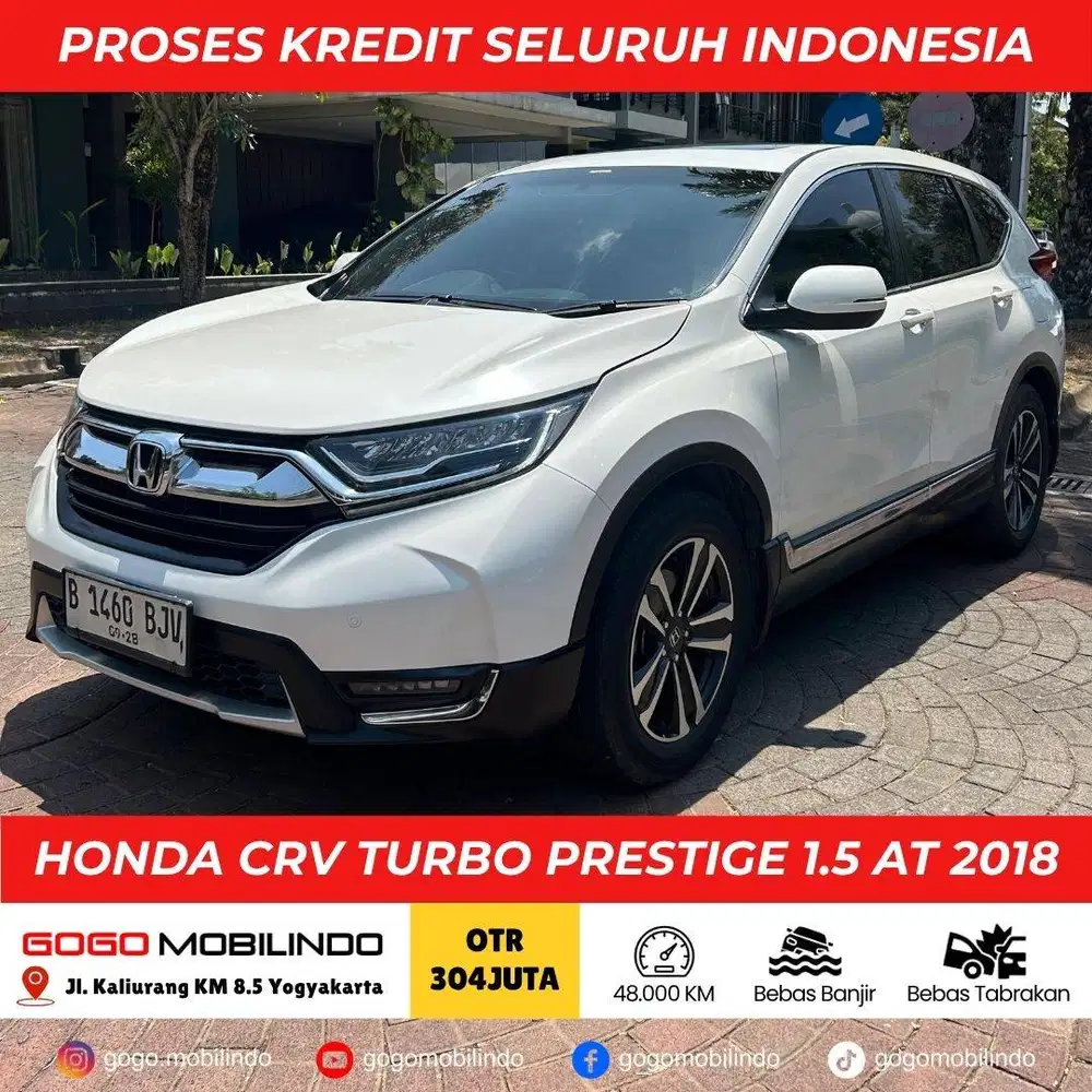 CRV TURBO PRESTIGE 1.5 AT 2018 PUTIH PEMAKAIAN 2019 KREDIT MURAH