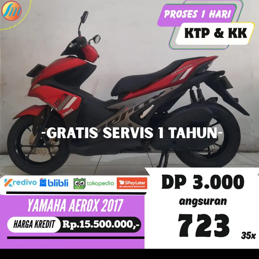 YAMAHA AEROX 2017 JUAL CEPAT CASH/KREDIT/SPAYLATER/CC BERGARANSI